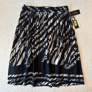 Peter Nygard Black White‎ Broken Diago Print Skirt Women's Size 8 NWT
